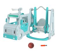 AIYAPLAY Juego de Tobogán y Columpio para Niños 6 en 1 201x151x87,5cm Azul Claro Light Blue