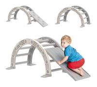 AIYAPLAY Juguete de Escalada para Niños 4 en 1 18-48 Meses Gris y Blanco | Arco de Escalada, Mecedora, Rampa y Tobogán, Escalada Infantil de Plástico, Interior y Exterior