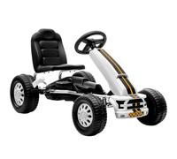 AIYAPLAY Kart Pedales para Niños de +3 Años con Asiento Ajustable Blanco | Go Kart con Volante, Freno Manual, Marco de Aluminio y Acero, Carga 30 kg