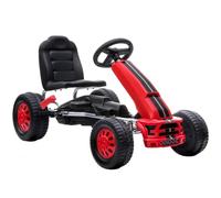 AIYAPLAY Kart Pedales para Niños de +3 Años con Asiento Ajustable Rojo | Go Kart con Volante, Freno Manual, Marco de Aluminio y Acero, Carga 30 kg