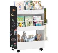AIYAPLAY Librería infantil con ruedas, librería infantil con pizarra, mueble de almacenaje, estantería para dormitorio infantil de 3 a 8 años para cuarto de juegos, dormitorio infantil, blanco