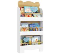Aiyaplay - Librería Infantil 3 Niveles Diseño Osito - Blanco/Madera