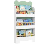 AIYAPLAY Librería Infantil de 3 Niveles Diseño de Osito Guardería Verde | Estantería para Libros Infantil, para Sala de Juegos, Dormitorio