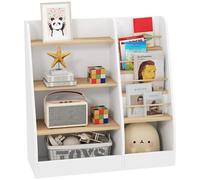 AIYAPLAY Librería Infantil Estantería para Libros Infantil de 4 Niveles Estantería Infantil con 4 Estantes y Compartimentos para Guarderías Habitación Infantil Blanco