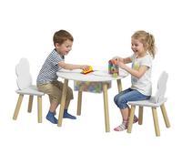 AIYAPLAY Mesa Infantil con 2 Sillas, Bolsa de Malla, Tema de Nube, Blanco