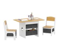 AIYAPLAY Mesa Infantil con 2 Sillas con 6 Cajones de Tela 3-8 Años Natural