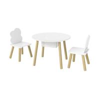 Aiyaplay mesa infantil con 2 sillas, mesa y sillas infantil con bolsa de malla, tema de nube, para niños y niñas de 3-6 años, para hogar, guardería, aulas, blanco