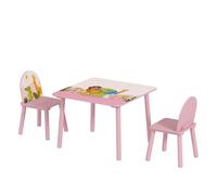Aiyaplay mesa infantil con 2 sillas, mesa y sillas infantil con estampados de animales, para niños y niñas de 3-8 años, para hogar, guardería, aulas, rosa