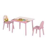 AIYAPLAY Mesa Infantil con 2 Sillas Mesa y Sillas Infantil con Estampados de Animales para Niños y Niñas de 3-8 Años Rosa