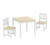 AIYAPLAY Mesa infantil con silla, lote mesa y 2 sillas infantiles de madera para dibujar, jugar, estudiar, 56x52x48cm, madera natural Aosom España
