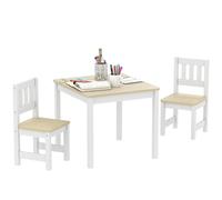 AIYAPLAY Mesa infantil con silla, mesa de madera y 2 sillas para dibujar, jugar, estudiar, regalo para niñas niños 3-8 años, para cuarto de juegos, dormitorio, guardería, madera natural