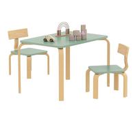 AIYAPLAY Mesa infantil con silla, set de mesa y 2 sillas de madera para dibujar, jugar, estudiar, regalo para niñas niños 3-8 años, para cuarto de juegos, dormitorio, guardería, verde