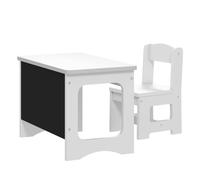AIYAPLAY Mesa Infantil con Silla, Tablero Reversible, Mesa y Silla Infantil con Pizarra para Dibujo, para Niños y Niñas de 3-6 Años, para Estudio, Guardería, Aulas, Blanco