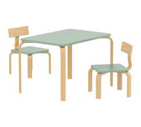 AIYAPLAY Mesa infantil con sillas, lote de mesa y 2 sillas infantiles de madera para dibujar, jugar, estudiar, 78x53x53cm, verde Aosom España