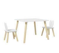 AIYAPLAY Mesa Infantil con Sillas Respaldos con Orejas de Conejo Mesa Infantil para Guardería Sala de Juegos Blanco Blanco