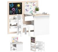 Aiyaplay Mesa Y Silla Infantil De 2 Piezas Con Caballete Plegable Blanco