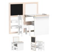 AIYAPLAY Mesa y Silla Infantil de 2 Piezas Mesa Infantil con Silla y Caballete Plegable para Niños de +3 Años con Estantes y Rollo de Papel para Dormitorio Sala de Juegos Blanco