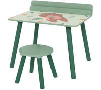 AIYAPLAY Mesa y Silla Infantiles de 2 Piezas con Estante para +3 Años Verde | Mesa Infantil con Silla, Estante para Libros, Escritorio para Niños, Sala de Juegos