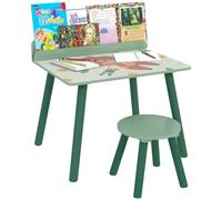 Aiyaplay Mesa Y Silla Infantiles De 2 Piezas Con Estante Para Libros Verde