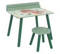 Aiyaplay mesa y silla infantiles de 2 piezas mesa infantil con silla y estante para libros escritorio para niños de +3 años para sala de juegos verde