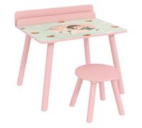 Aiyaplay mesa y silla infantiles de 2 piezas mesa infantil con silla y estante para libros escritorio para niños de +3 años para sala de juegos rosa