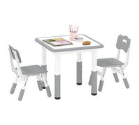 AIYAPLAY Mesa y Sillas Infantiles de 3 Piezas con 2 Sillas Blanco y Gris