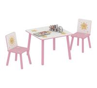 AIYAPLAY Mesa y Sillas Infantiles de 3 Piezas, Mesa Infantil con 2 Sillas de Madera de Pino, Juego de Muebles con Dibujos de Estrella para niños de +3 Años, para Dormitorio, Sala de Juegos, Rosa