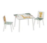 AIYAPLAY Mesa y Sillas Infantiles de 3 Piezas Mesa Infantil con 2 Sillas de Madera de Pino para niños de +3 Años 60x60x44 cm Verde
