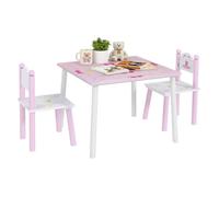AIYAPLAY Mesa y Sillas Infantiles para Niños de 2-5 Años Mesa Infantil con Sillas de 3 Piezas Estilo Princesa para Sala de Juegos Dormitorio Guardería Rosa y Blanco
