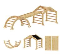 AIYAPLAY Montessori 9 en 1 - Arco de escalada de madera para interiores con tobogán, arco de escalada, rampa, parque infantil con pizarra, para niños de 1,5 a 4 años