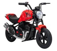 AIYAPLAY Moto Cross Eléctrica para Niños Estilo Harley 24V Motor 180W, 6-12 Años, Neumáticos 30cm de Goma, Roja