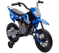 AIYAPLAY Moto Eléctrica 12V para Niños 3-6 Años con 2 Motores y Acelerador de Mano, Mini Cross Bike para Niños con Suspensión, Ruedas Desmontables, Indicador de Carga, Sonidos, 2.4-5km/h, Azul