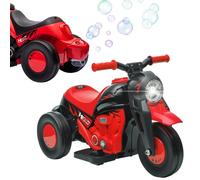 AIYAPLAY Moto Eléctrica para Niños de +2 Años Moto de Batería para Niños 6V con Función de Soplar Burbujas Faros Música Velocidad 3 km/h Carga 30 kg Rojo