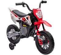 AIYAPLAY Moto Eléctrica Infantil con Batería 12V para Niños de +3 Años con Música y Ruedas Auxiliares Carga 30 kg Rojo Aosom España
