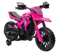AIYAPLAY Moto Eléctrica Infantil para Niños de +3 Años Moto de Batería para Niños 12V con Ruedas Auxiliar y Bocina Carga 30 kg Rosa Aosom España