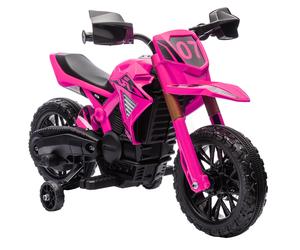 AIYAPLAY Moto Eléctrica Infantil para Niños de +3 Años Moto de Batería para Niños 12V con Ruedas Auxiliar y Bocina Carga 30 kg Rosa Aosom España
