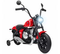 AIYAPLAY Moto Eléctrica para Niños 12V BMW R18, Batería de Litio, 3-8 Años, Ruedines Extraíbles, Faro, Música, Roja