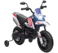 AIYAPLAY Moto Eléctrica para Niños 12V con Licencia Aprilia con Ruedas Auxiliares Desmontables 6 km/h Suspensión Trasera Blanco