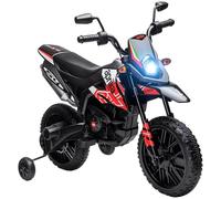 AIYAPLAY Moto Eléctrica para Niños 12V con Licencia Aprilia, Moto Eléctrica Infantil con Ruedas Auxiliares Desmontables, 6 km/h, Suspensión Trasera, Faro, Música y USB, para Niños 37-96 Meses, Rojo
