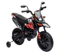 AIYAPLAY Moto Eléctrica para Niños 12V con Licencia Aprilia, Moto Eléctrica Infantil con Ruedas Auxiliares Desmontables, 6 km/h, Suspensión Trasera, Faro, Música y USB, para Niños 37-96 Meses, Rojo