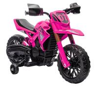 AIYAPLAY Moto Eléctrica para Niños 12V Ruedas de Entrenamiento Bocina Rosa