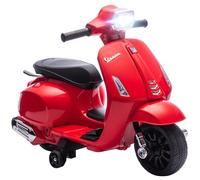 AIYAPLAY Moto Eléctrica para Niños 6V con Licencia Vespa, Moto Eléctrica Infantil con Ruedas Auxiliares de 6,9'', Velocidad de 2,5km/h, Faro y Bocina, para Niños de 2-6 Años, Rojo