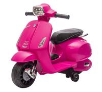 AIYAPLAY Moto Eléctrica para Niños 6V con Licencia Vespa, Moto Eléctrica Infantil con Ruedas Auxiliares de 6,9'', Velocidad de 2,5km/h, Faro y Bocina, para Niños de 2-6 Años, Rosa