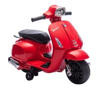 AIYAPLAY Moto Eléctrica para Niños 6V con Licencia Vespa, Moto Eléctrica Infantil con Ruedas Auxiliares de 6,9'', Velocidad de 2,5km/h, Faro y Bocina, para Niños de 2-6 Años, Rojo