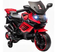 AIYAPLAY Moto Eléctrica para Niños 6V con Ruedas de Apoyo Música Faro para Niños de 18-36 Mesas Rojo Aosom España