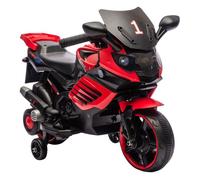 AIYAPLAY Moto Eléctrica para Niños 6V, Moto Eléctrica Infantil con Ruedas de Apoyo, Música, Faro, para Niños de 18-36 Mesas, Rojo