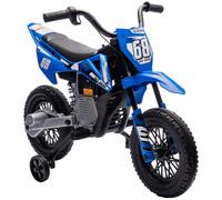 AIYAPLAY Moto Eléctrica para Niños, Control de Gas Manual, Ruedas de Entrenamiento, Música, Azul, 107x56x70 cm Aosom España