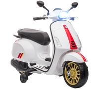 AIYAPLAY Moto Eléctrica para Niños de +3 Años con Licencia Vespa con USB MP3 Luz LED Radio FM Velocidad 3 km/h Carga 35kg Blanco