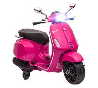 AIYAPLAY Moto Eléctrica para Niños de +3 Años con Licencia Vespa Moto de Batería para Niños 6V con USB MP3 Luz LED Radio FM Velocidad 3 km/h Carga 35 kg Rosa