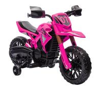AIYAPLAY Moto Eléctrica para Niños de +3 Años Moto de Batería 12V para Niños con Ruedas de Entrenamiento Acelerador en Puño y Bocina Carga 30 kg Rosa